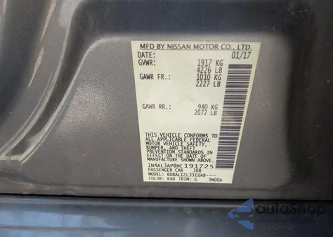 2017 Nissan Altima 2.5 Sv z USA, uszkodzony, nr VIN 1N4AL3AP8HC191725